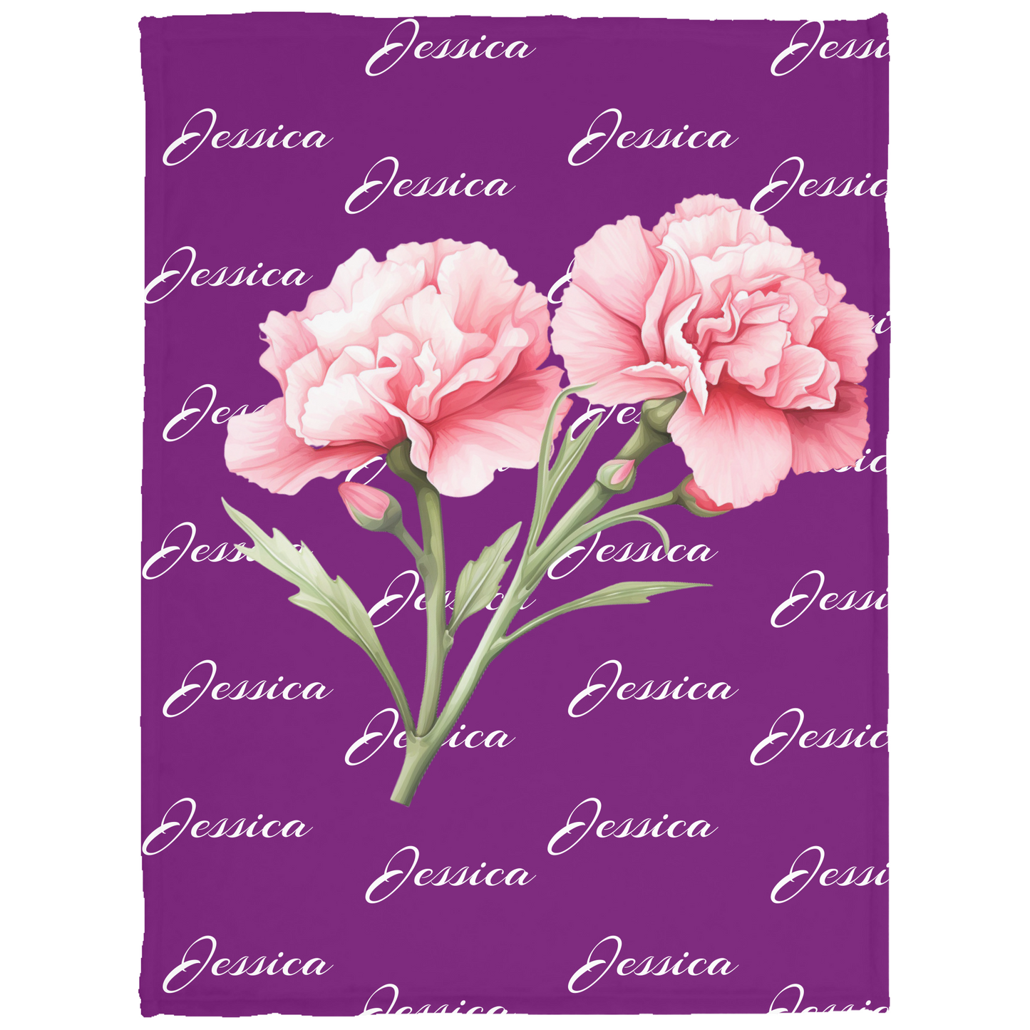 Birth Flower first name blanket - Personalized VPS Cozy Plush Fleece Blanket - 30x40