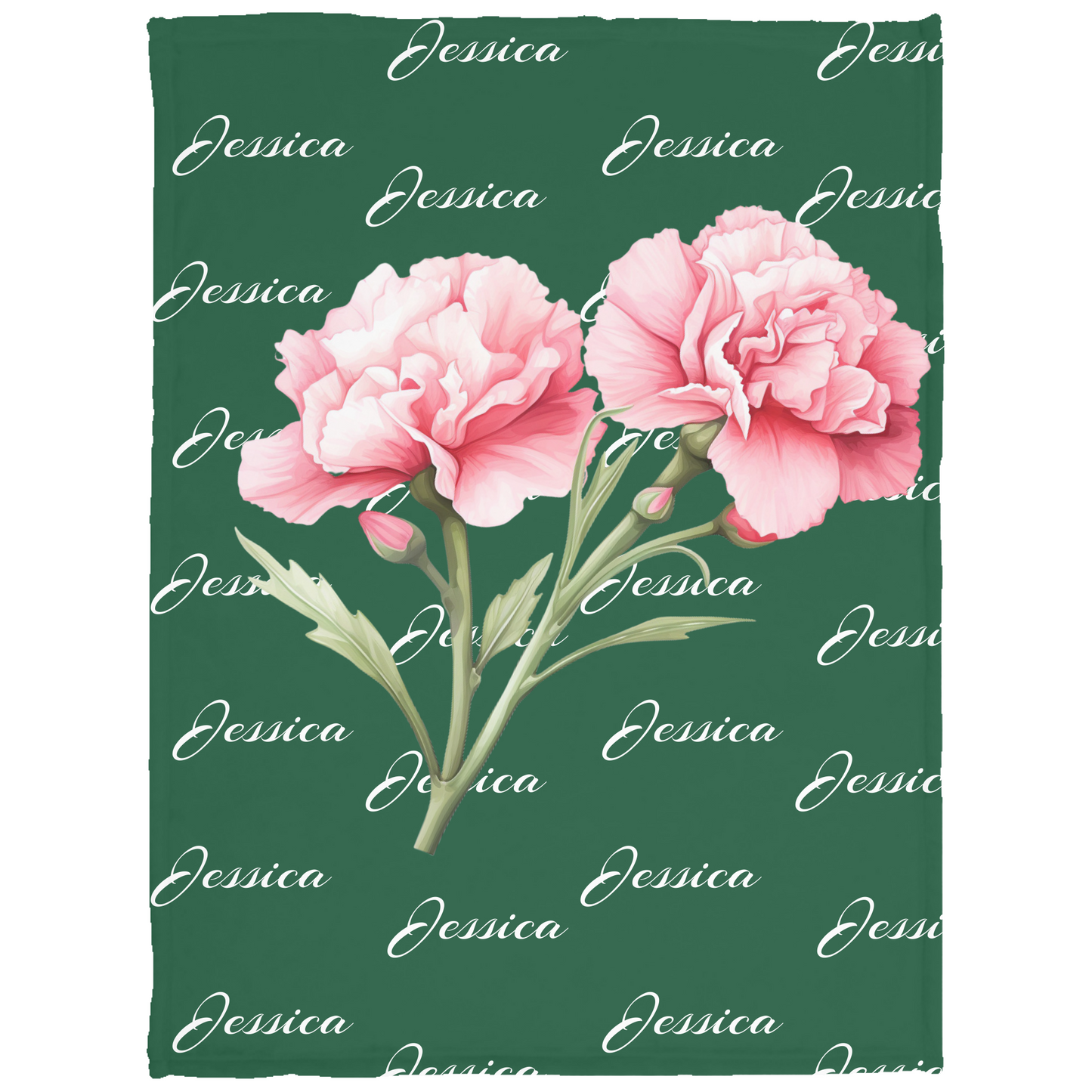 Birth Flower first name blanket - Personalized VPS Cozy Plush Fleece Blanket - 30x40