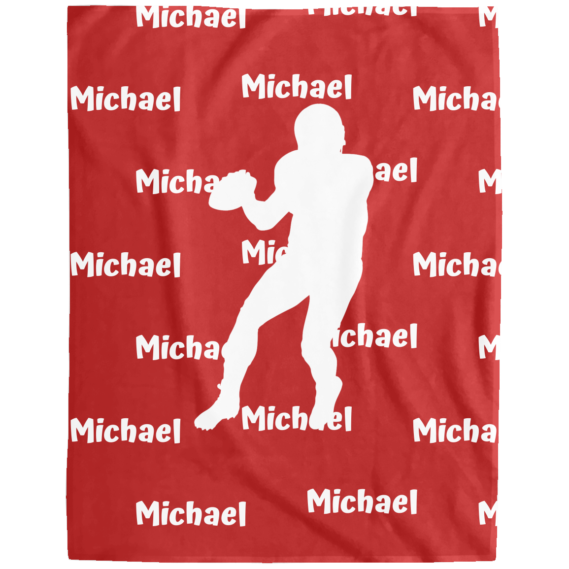 Football Blanket, Personalized Custom Name Plush Fleece Blanket,