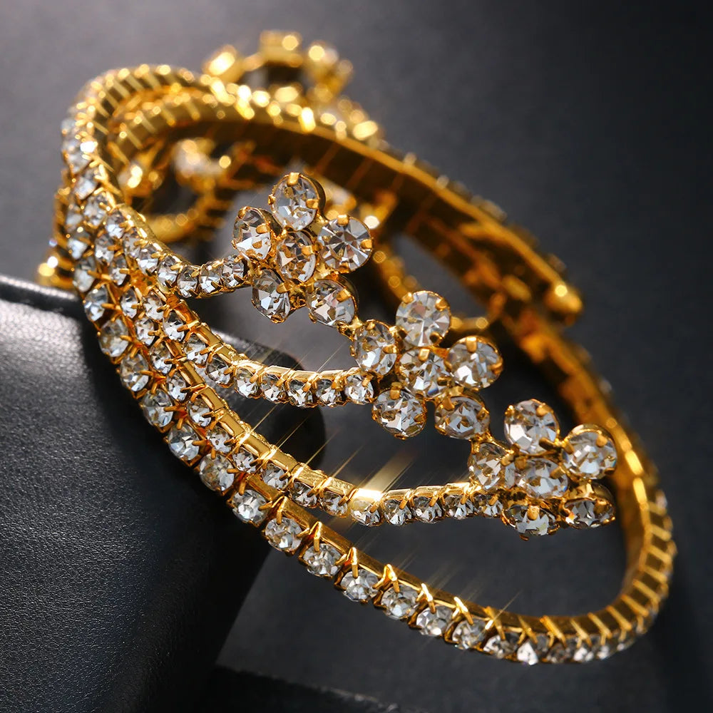 Stonefans Flower Arm Chain Jewelry Women Rhinestone Bracelet