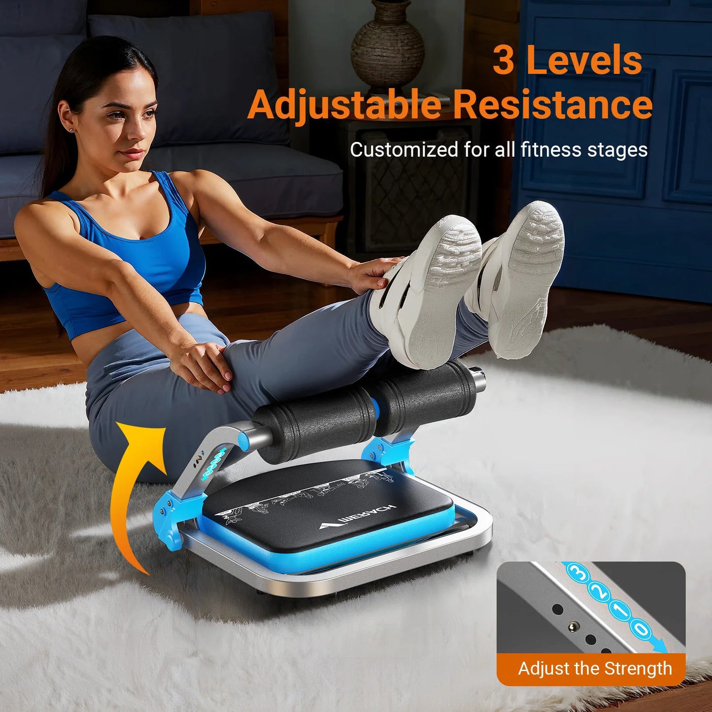 MERACH Ab Machine for Stomach Workout with 3 Adjustable Resistance&Automatic Rebound,Sit Up Machine with 330 LBS Weight Capacity