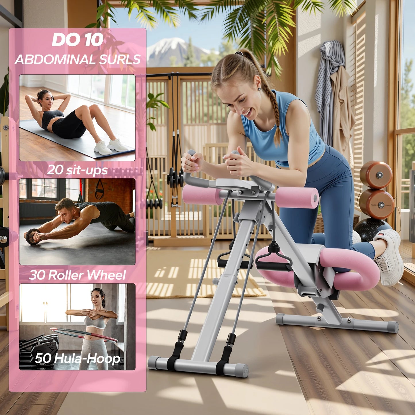 MERACH Ab Machine Adjustable Trainer Workout Abdominal Exercise Machine Core Ab Exercise System Trainer
