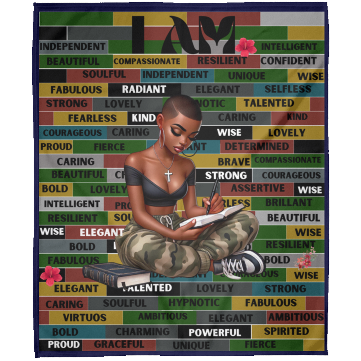 I AM Comfy Motivational Blanket, Soft Fleece Yoga Blanket