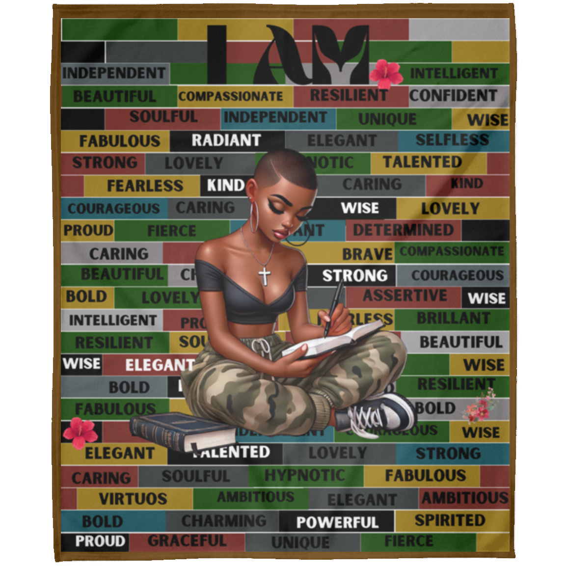 I AM Comfy Motivational Blanket, Soft Fleece Yoga Blanket