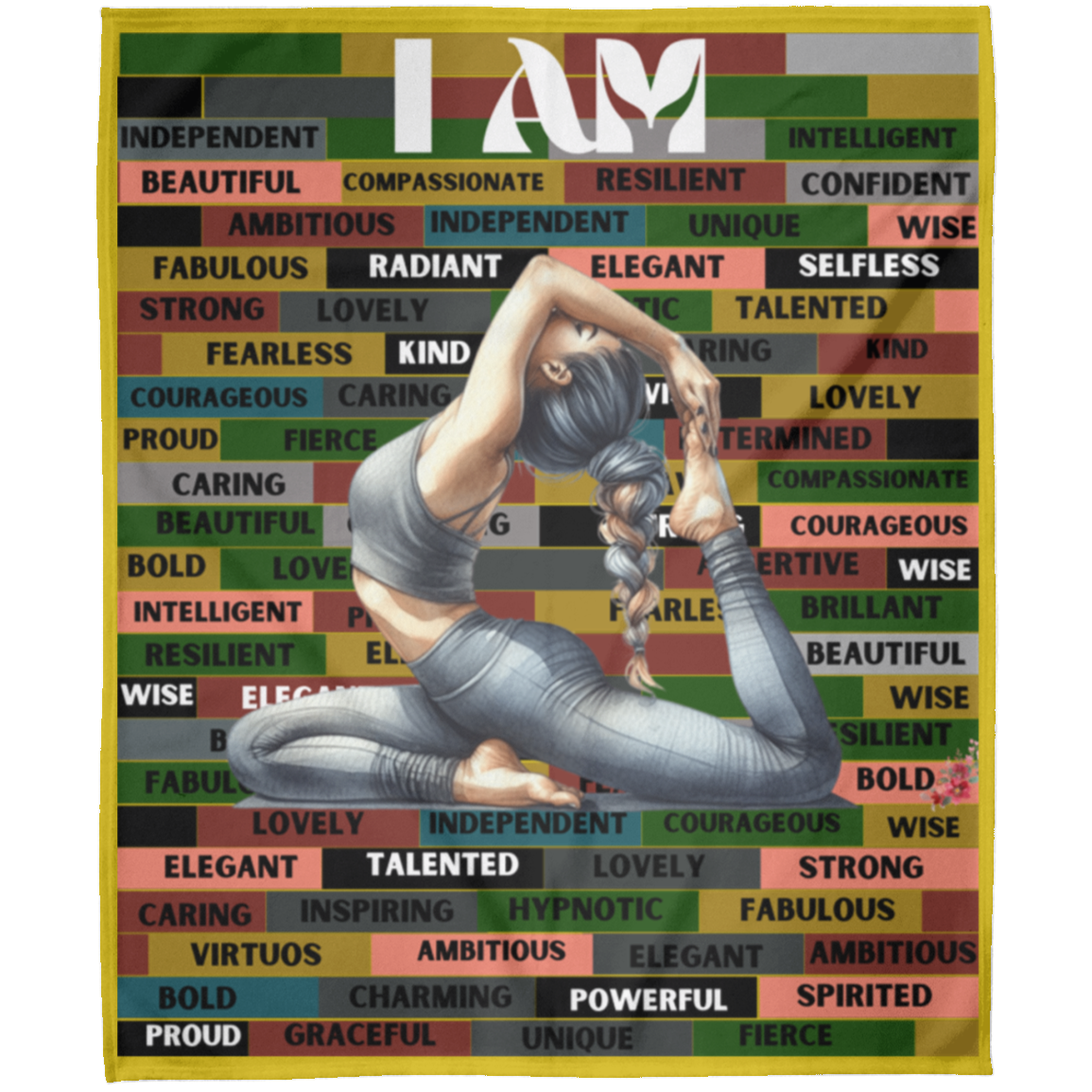 I AM Comfy Motivational Blanket, Soft Fleece Yoga Blanket