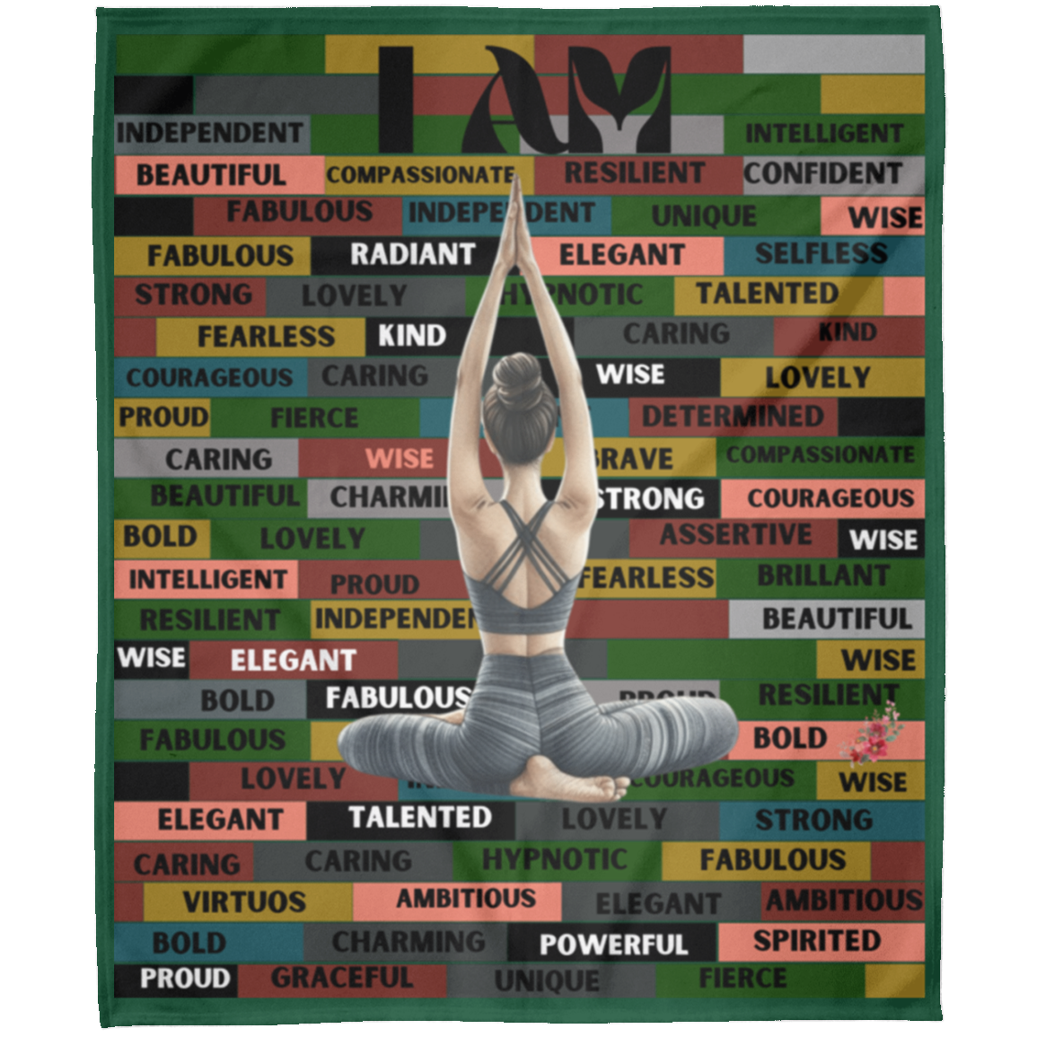 I AM Comfy Motivational Blanket, Soft Fleece Yoga Blanket