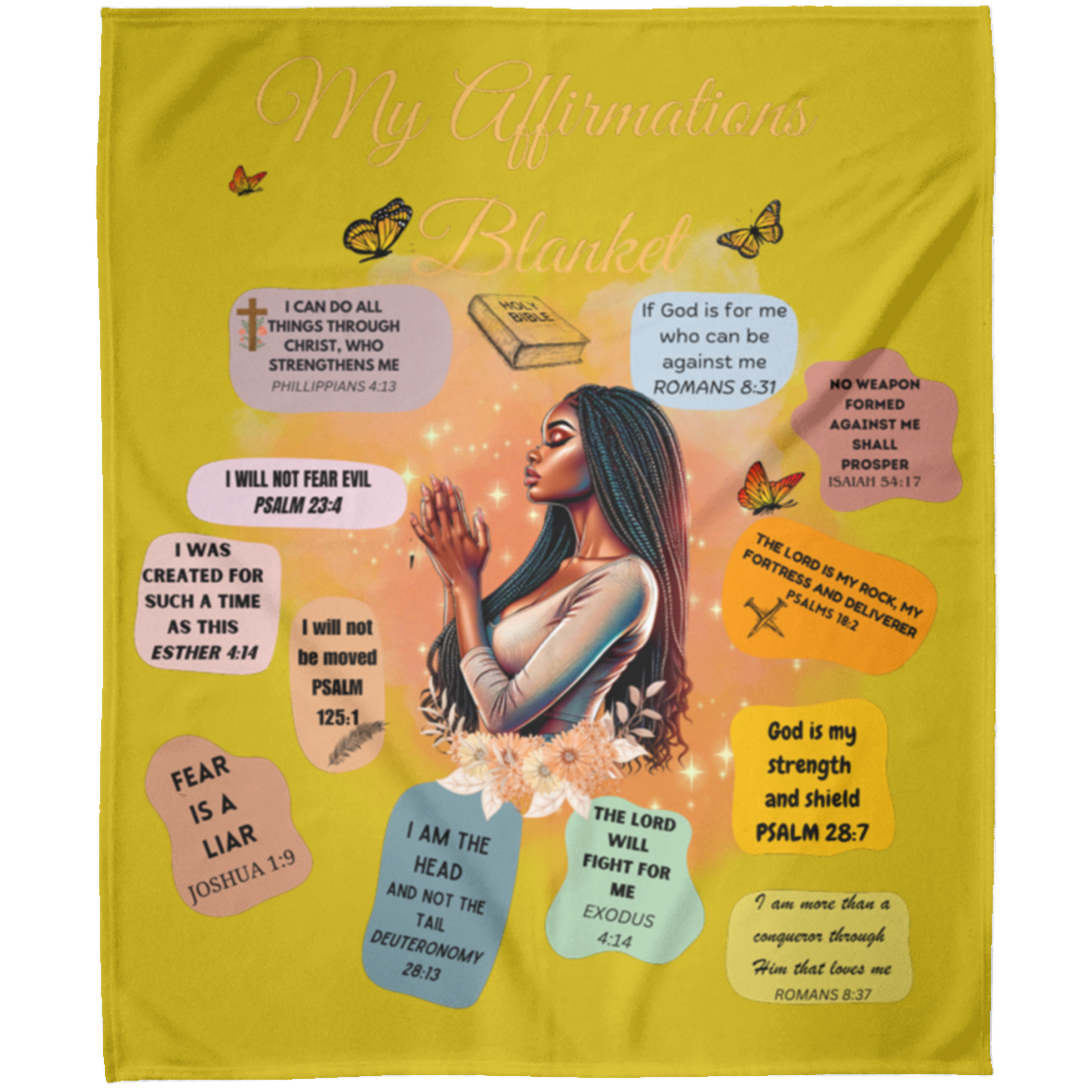 Affirmations Blanket, Soft Fleece Yoga Blanket, Bible Verse Blanket