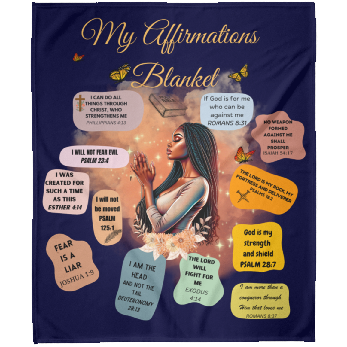 Affirmations Blanket, Soft Fleece Yoga Blanket, Bible Verse Blanket