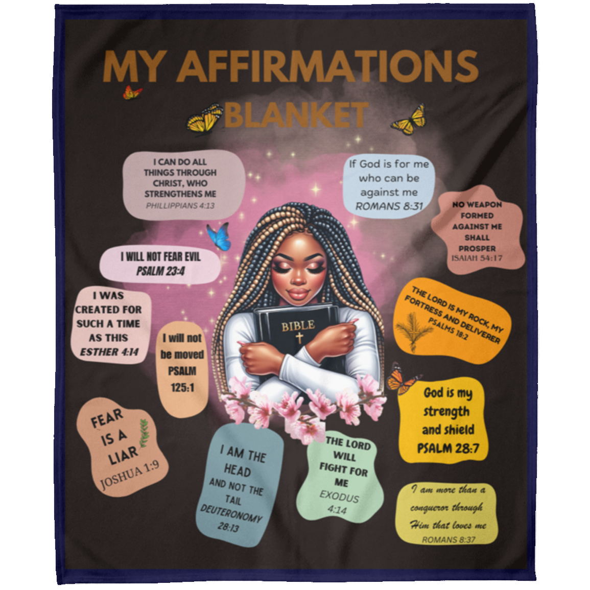 Affirmations Blanket, Soft Fleece Yoga Blanket, Bible Verse Blanket