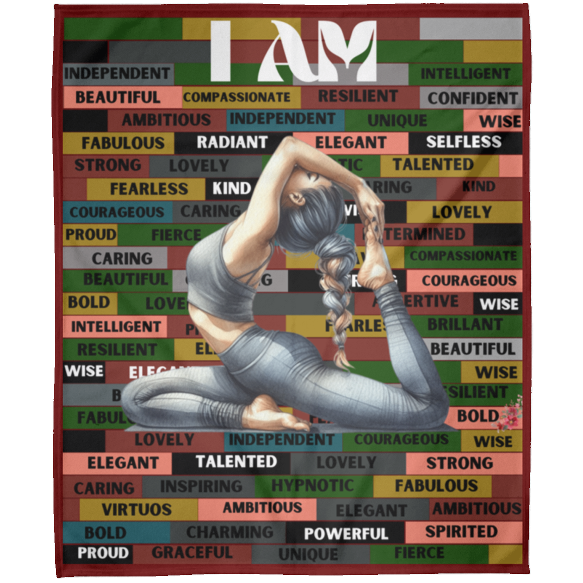 I AM Comfy Motivational Blanket, Soft Fleece Yoga Blanket