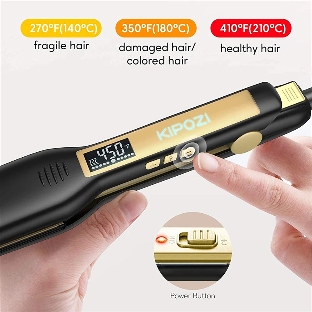 Titanium Flat Iron Hair Straightener with Digital LCD Display