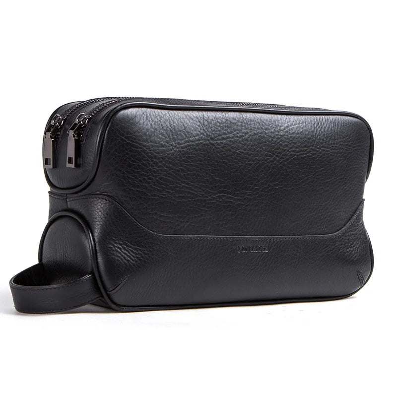 Personalized Genuine Leather Cosmetic Bag Men Luxury Large