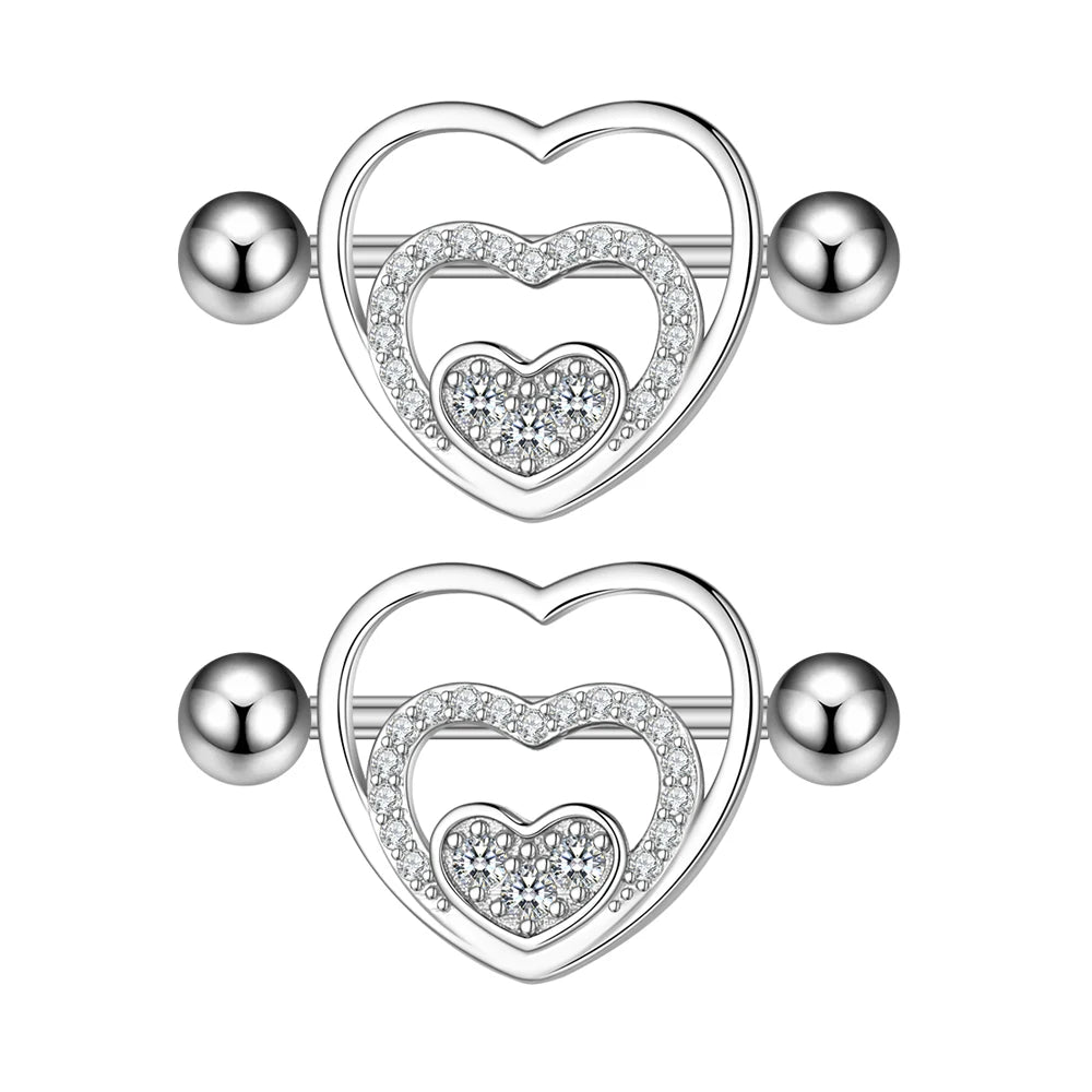 2PCS Snake Rabbit Heart Nipple Piercings