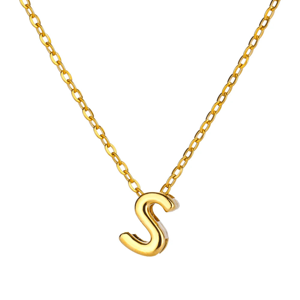 Stainless Steel Gold Color Initial Necklaces