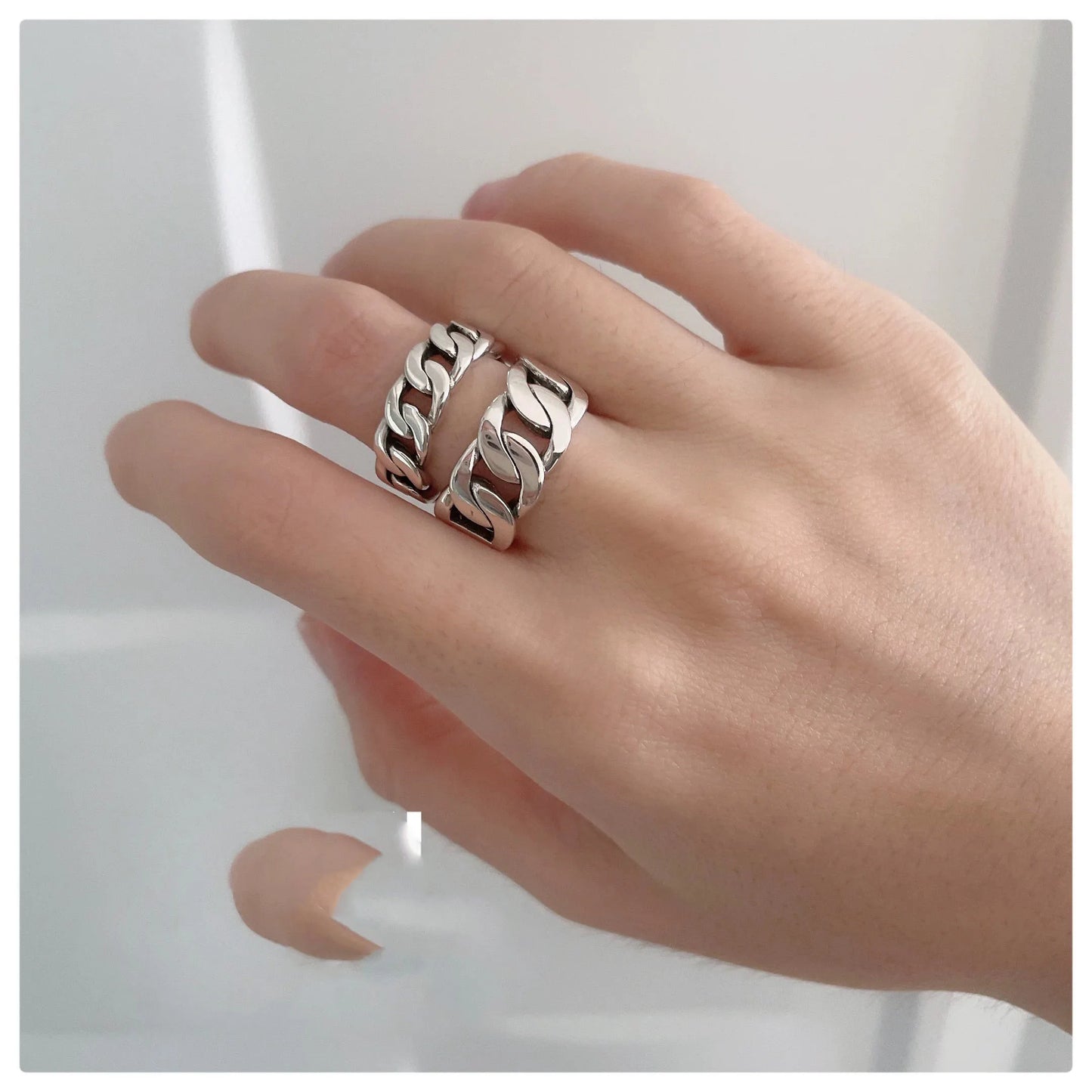 925 Sterling Silver GeometricAdjustable Simple Chain Ring - Buy One Get one Free π₯