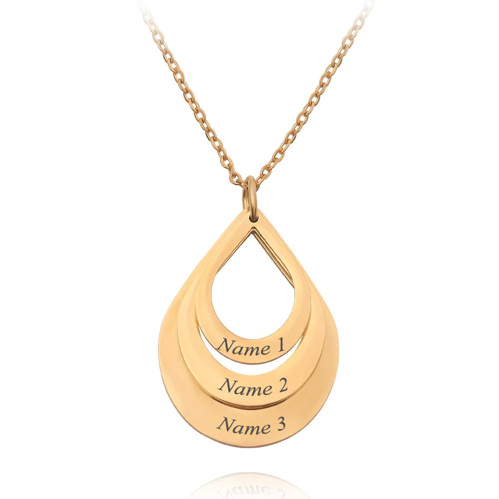 Water Drop Pendant Personalized Engrave 2-6 names - Buy One Get One free π₯