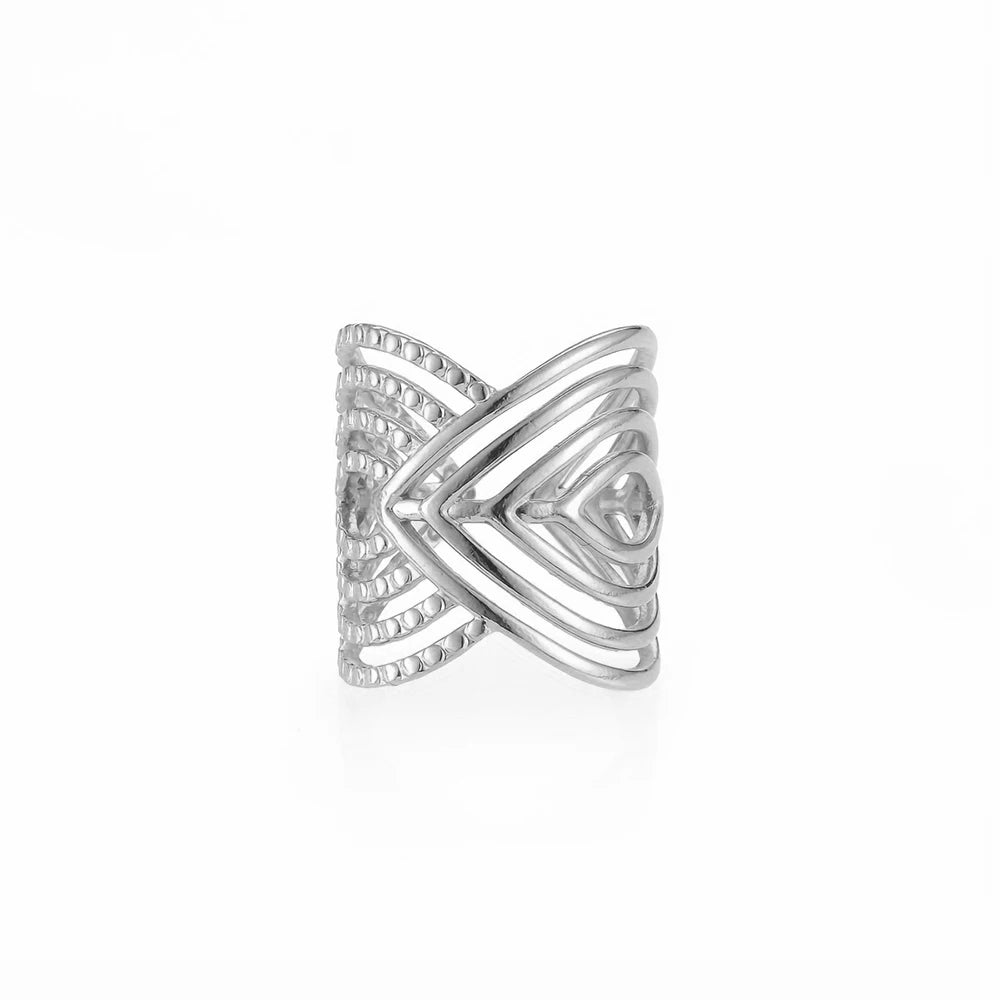Stainless Steel Ring Irregular Unique Design Open Ring