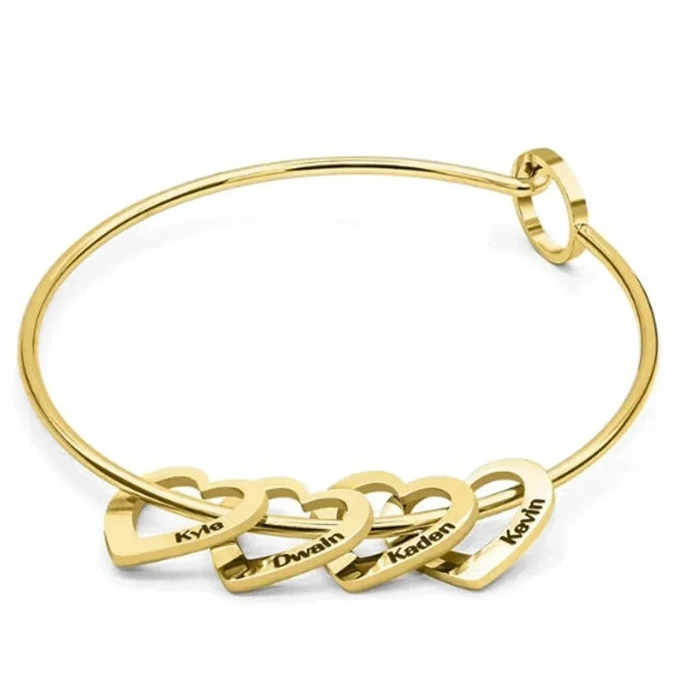 Stainless Steel Love Charms with Carving Name Adjustable Bangle - Buy one get one free