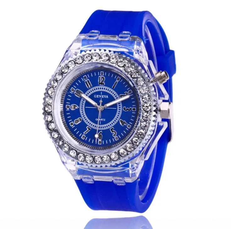 LED Light Watch Unisex Silicone Wrist Watch Rhinestone - Buy One Get Free π₯