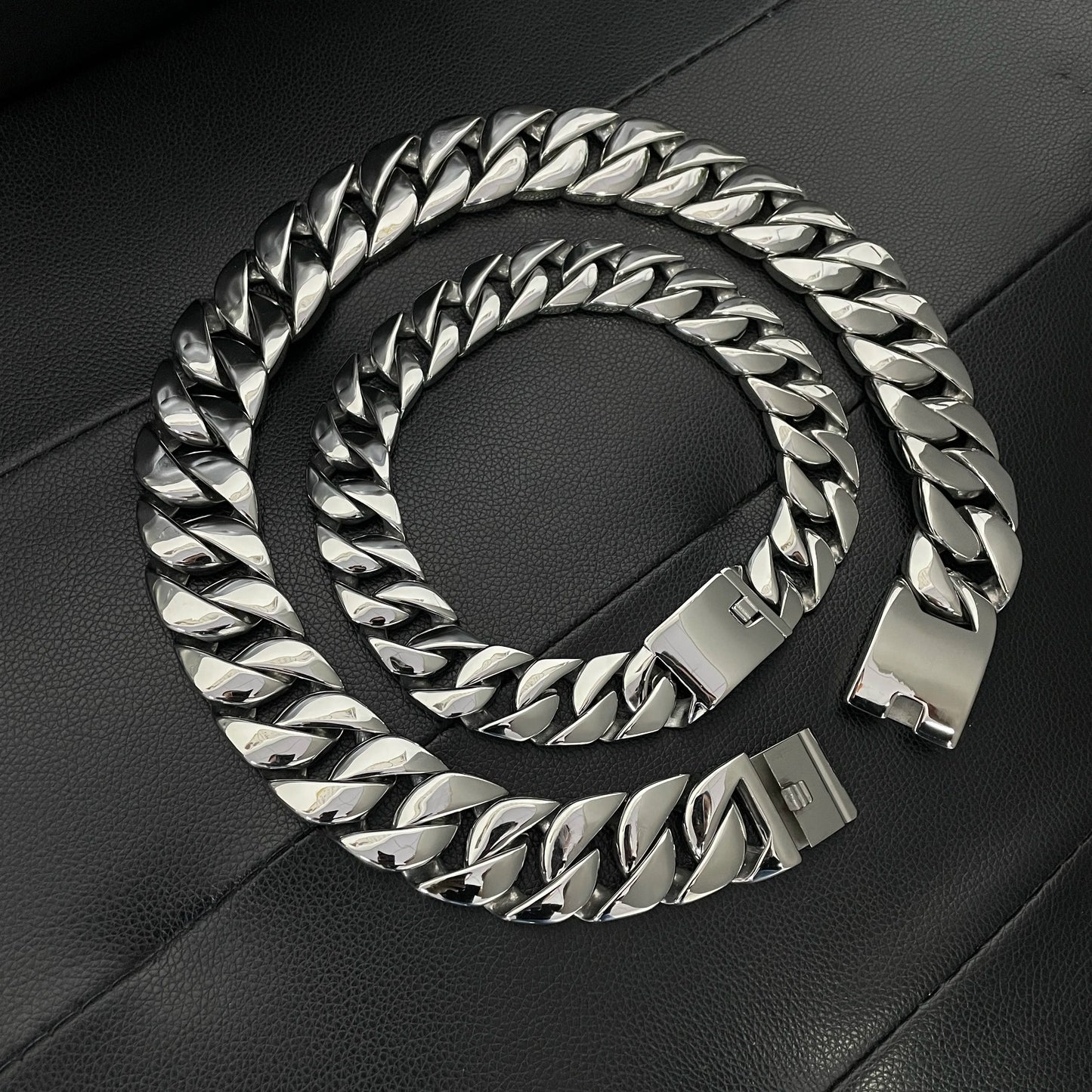 23mm Wide Big Heavy Gold Color 316L Stainless Steel Cuban Miami Link Chains or Bracelet.
