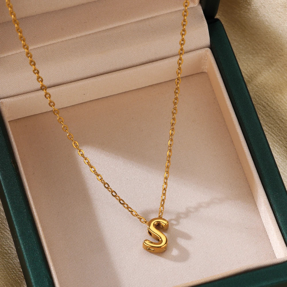 Stainless Steel Gold Color Initial Necklaces