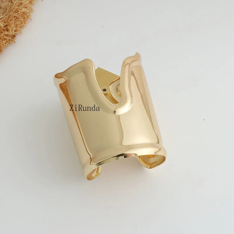 Exaggerated Irregular Wide Edge Bracelet Women's Silver Long Arm Bracelet