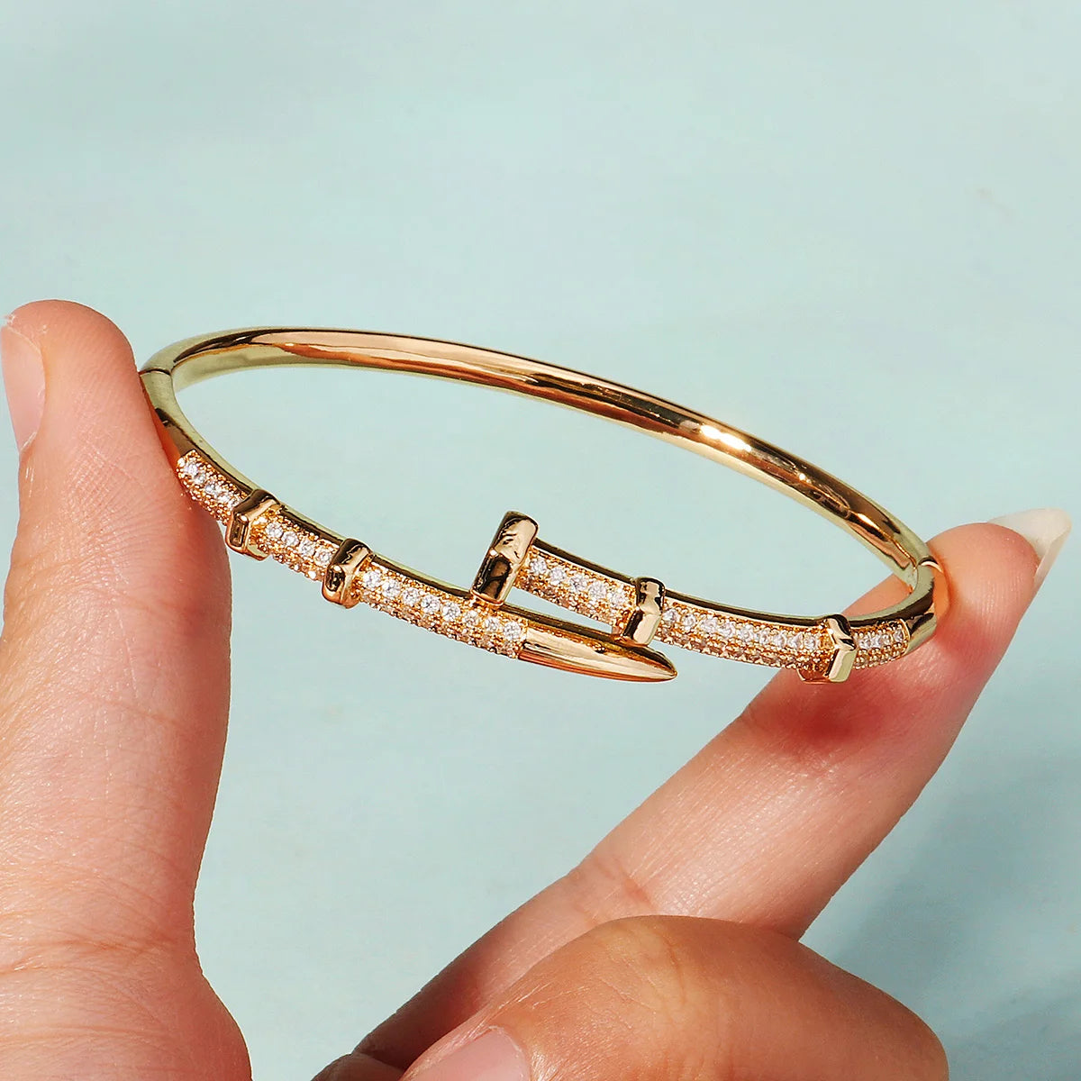 Classic Stainless Steel Woman's Nail Bracelet