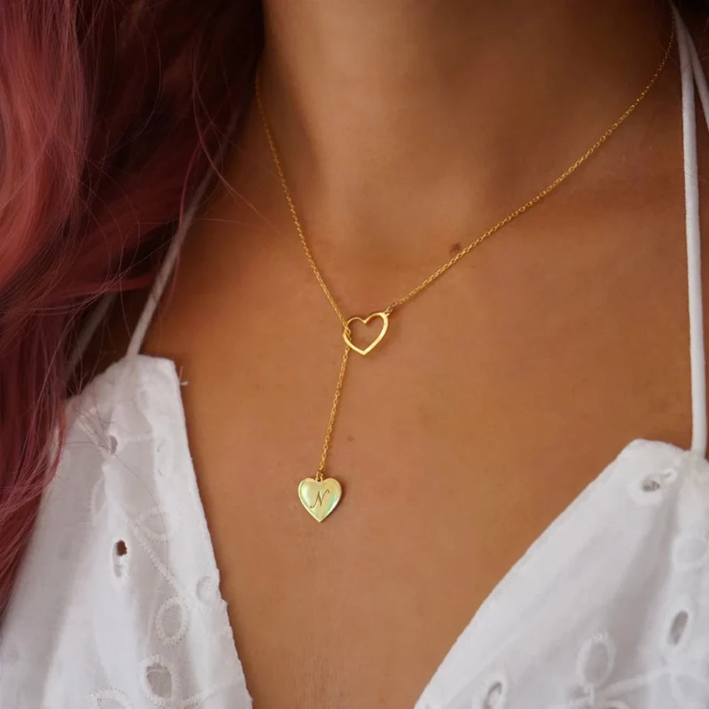 Custom Carving Love Heart Pendant Stainless-Gold Steel 30% off- Free shipping