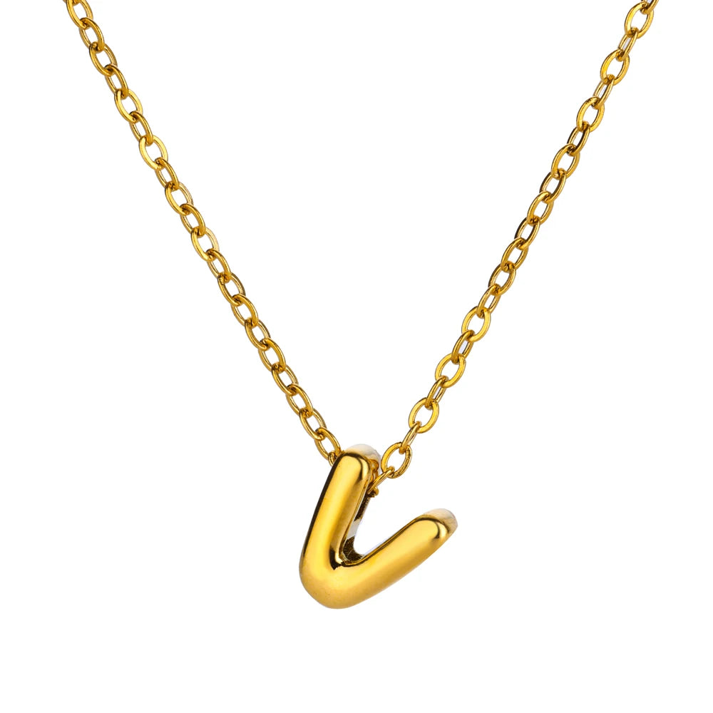 Stainless Steel Gold Color Initial Necklaces