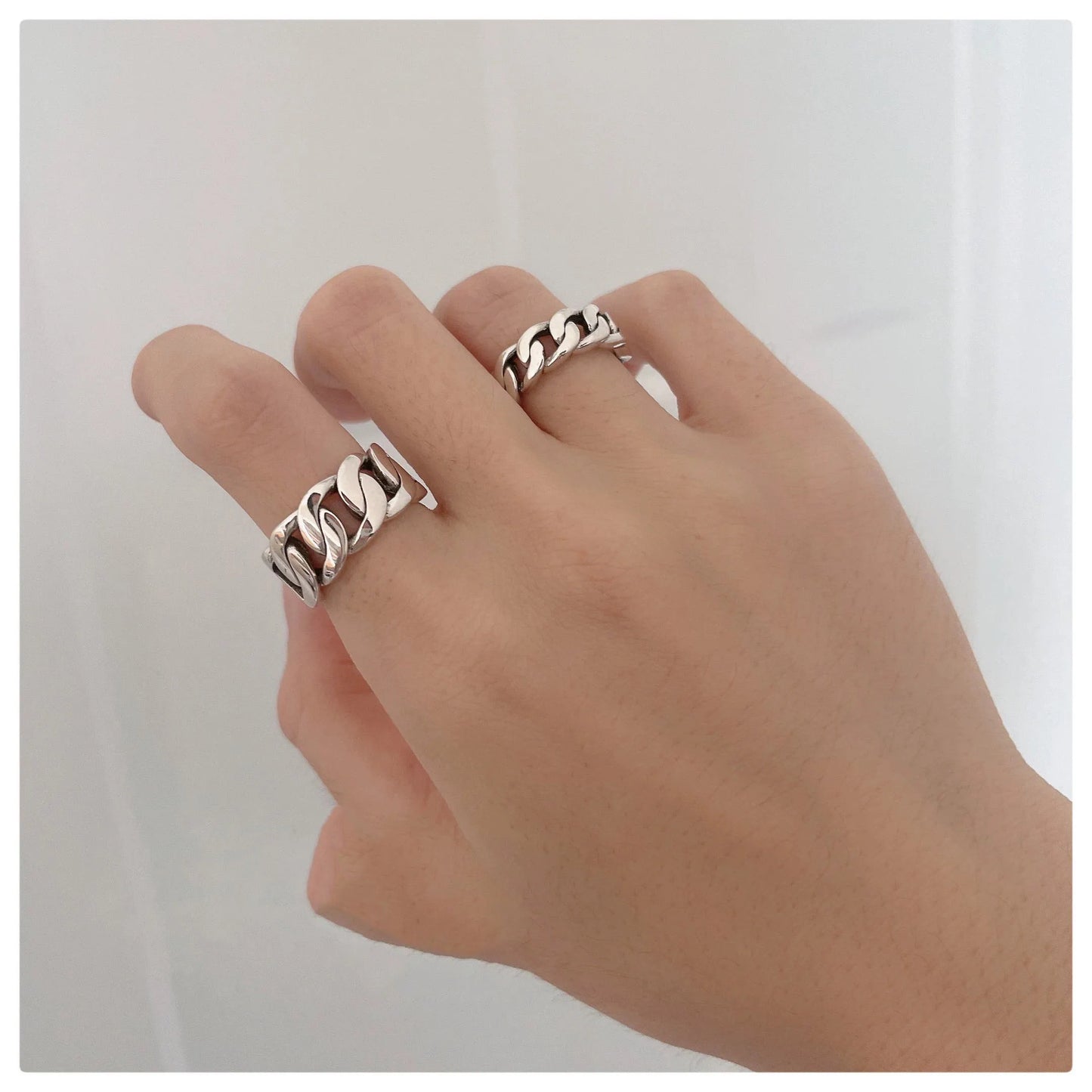 925 Sterling Silver GeometricAdjustable Simple Chain Ring - Buy One Get one Free π₯