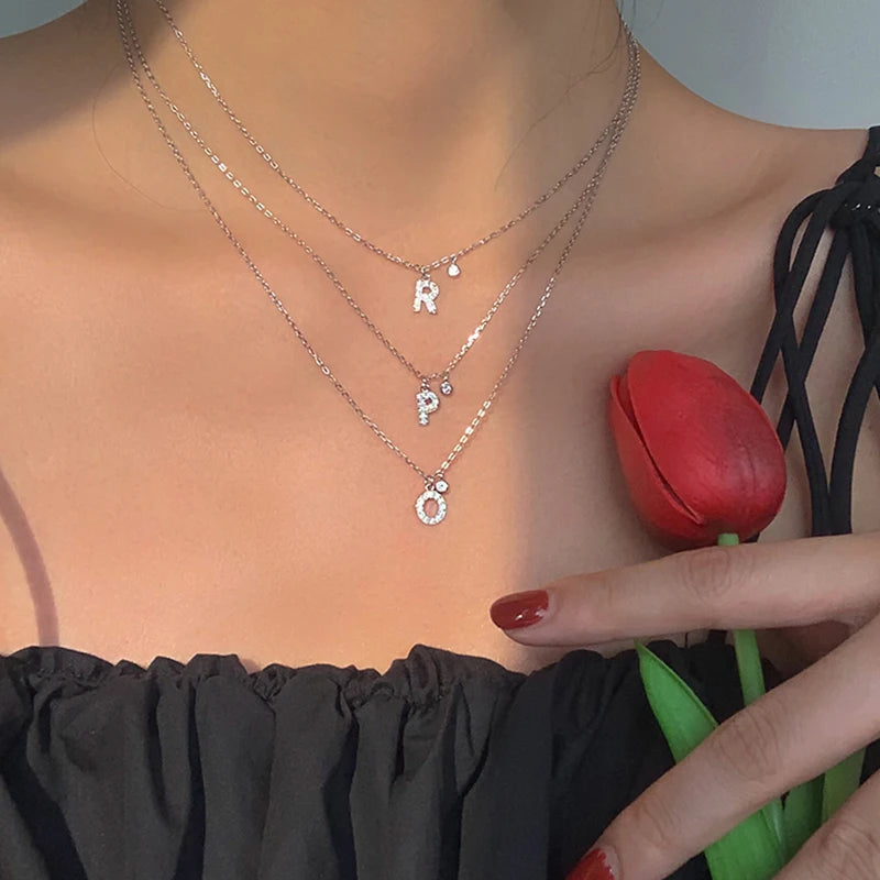Personalized 925 Sterling Silver Letter Necklace For Women