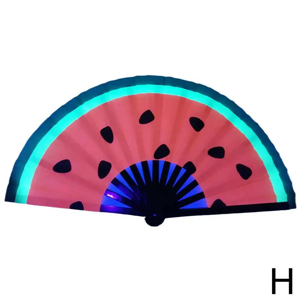 Large Folding Hand Rave Fan Colorful Reflective Foldable Fan