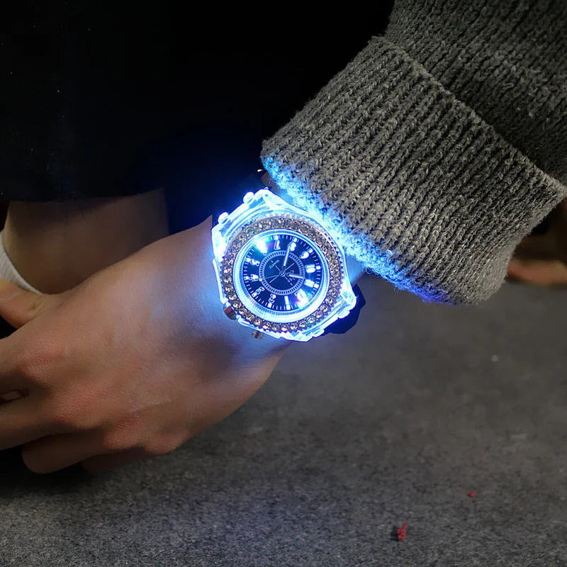 LED Light Watch Unisex Silicone Wrist Watch Rhinestone - Buy One Get Free π₯