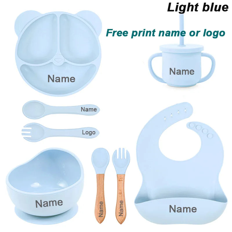 Feeding Set Silicone For Baby Sucker Bowl Dishes Plate For Kids