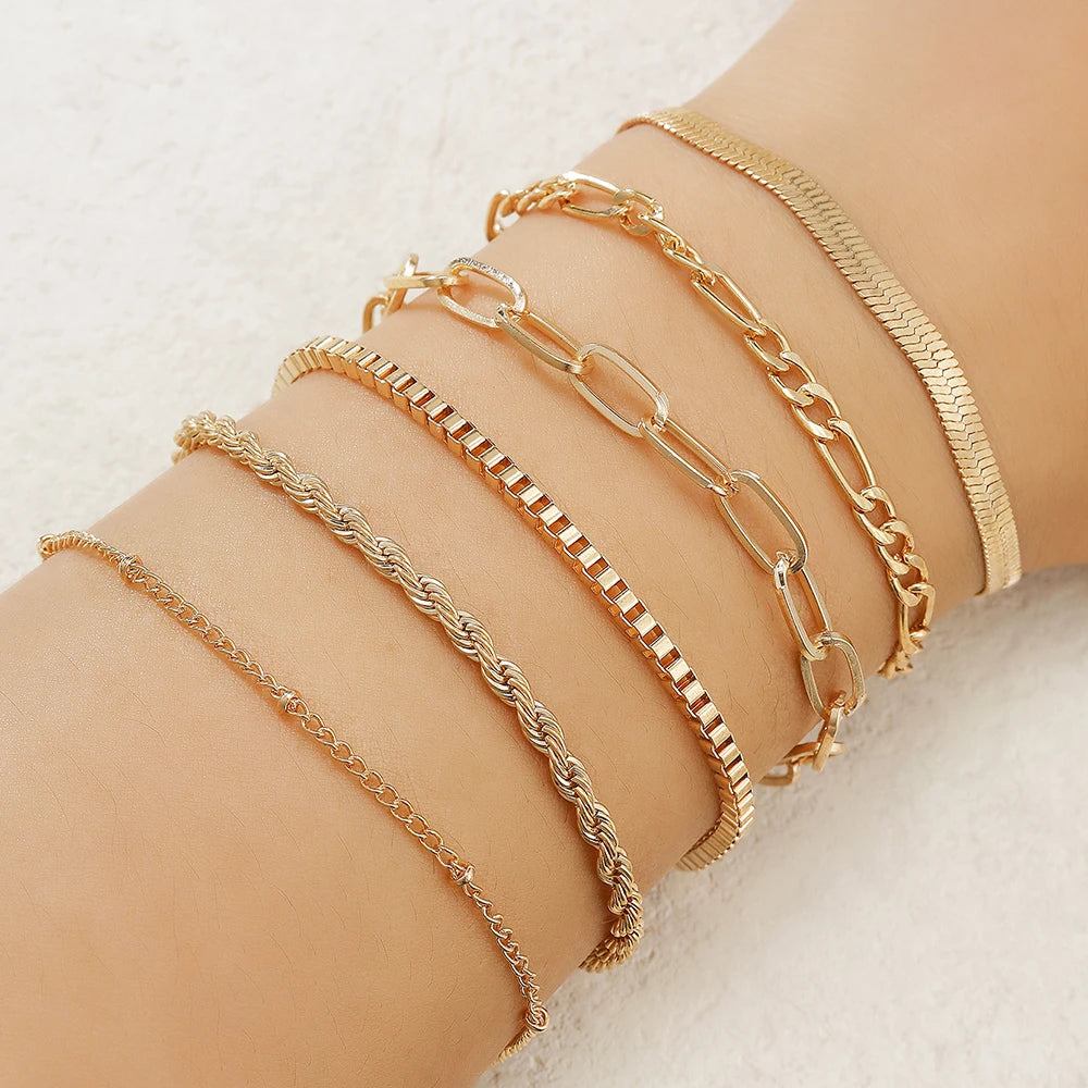 4PCS/Set Fashionable Snake Imitation Gemstone Bangle Rhinestone Full Metal Bracelet Set for W