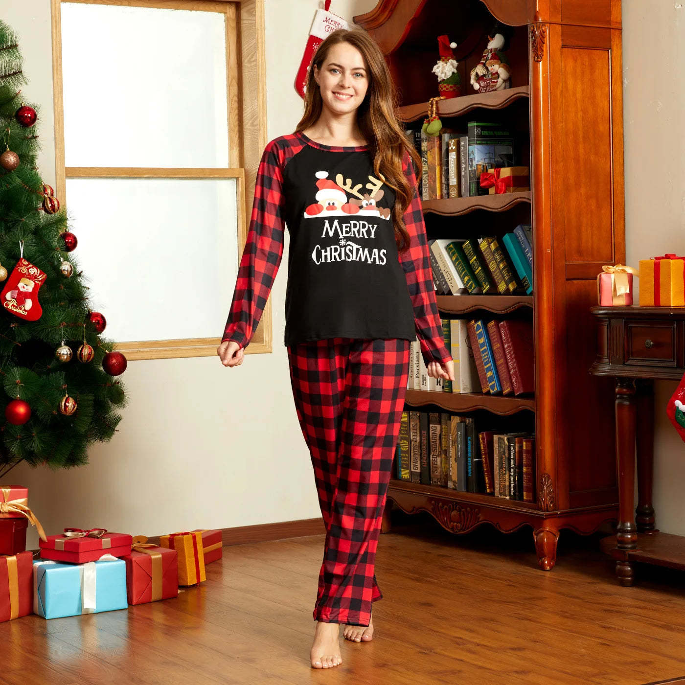 Christmas Pajamas Family Santa Claus Print