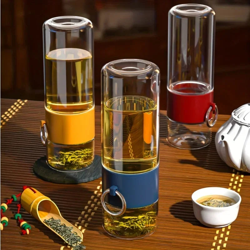 350mlTea Water Separation Cup, Plastic Leakproof Water Bottle