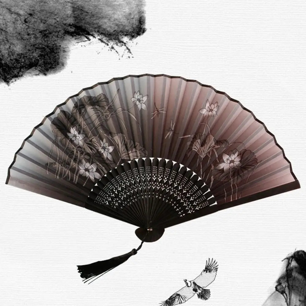 Portable Folding Fan Plain Plastic Cloth Hand Fan
