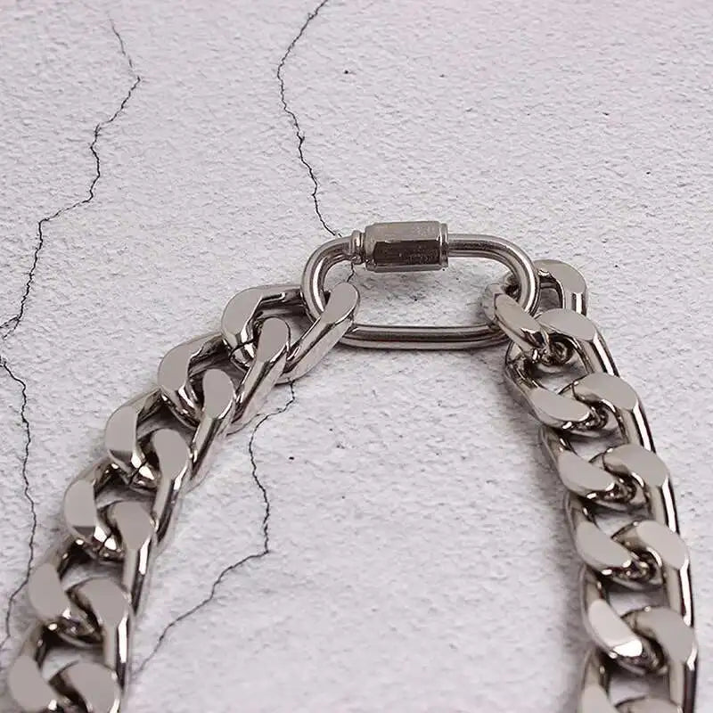 Big Chain Key Decoration Cool Buckle Metal Necklace New