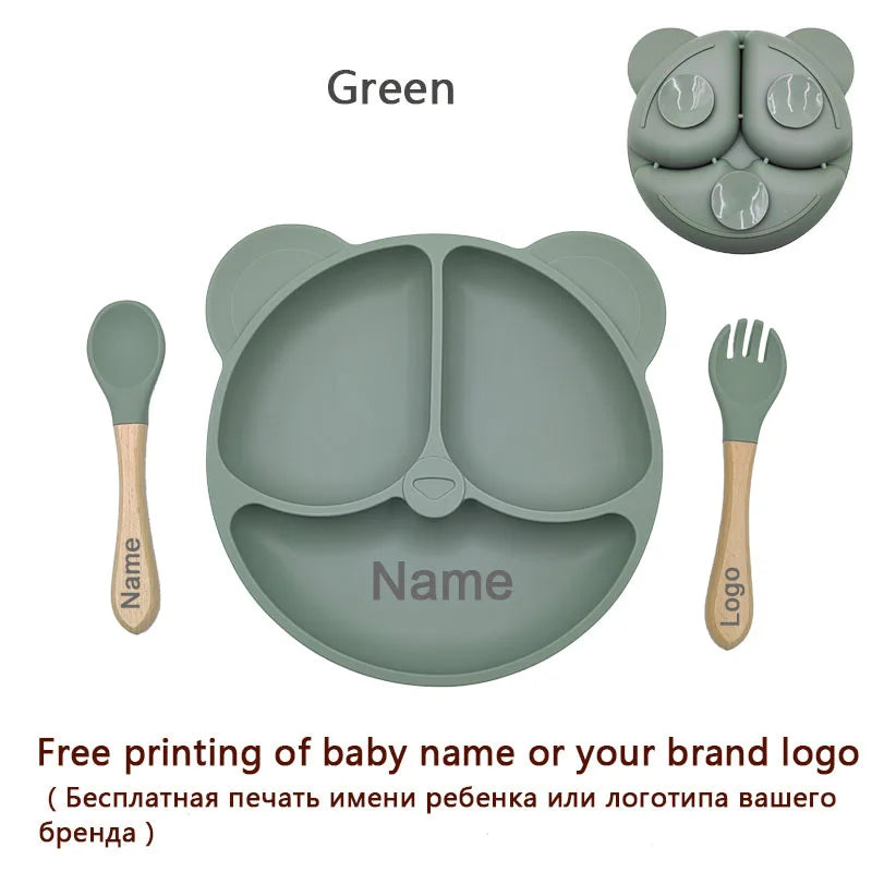 Feeding Set Silicone For Baby Sucker Bowl Dishes Plate For Kids