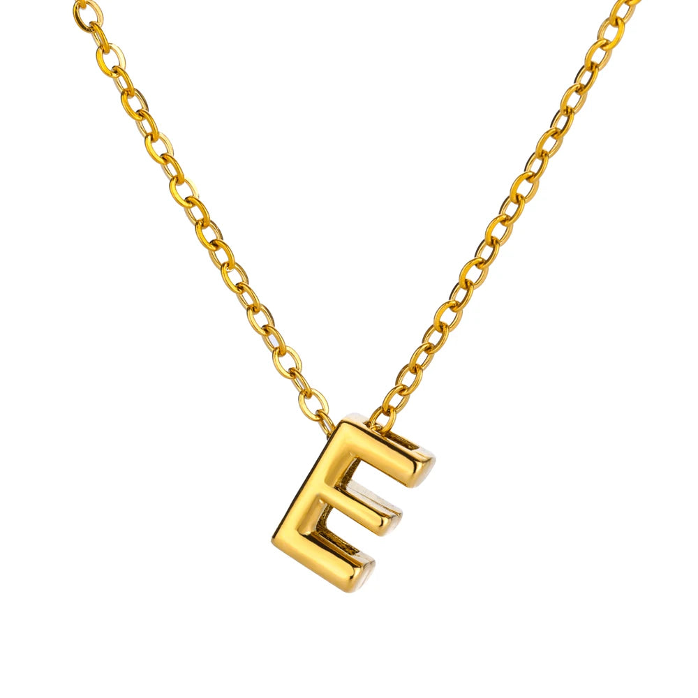 Stainless Steel Gold Color Initial Necklaces