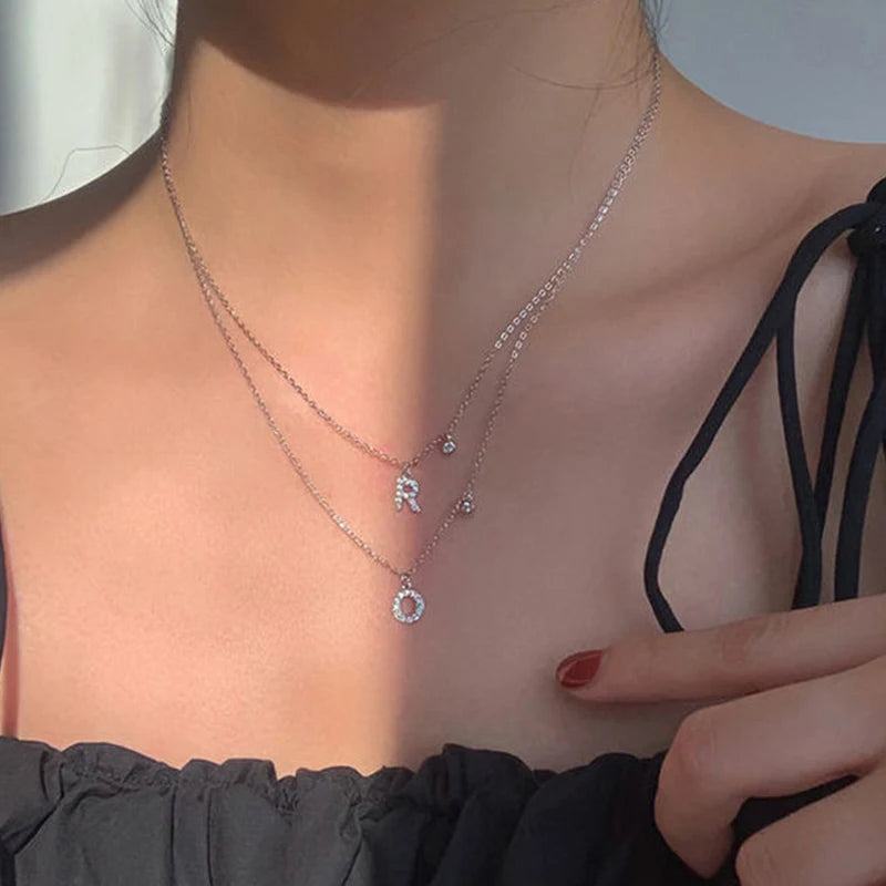 Personalized 925 Sterling Silver Letter Necklace For Women