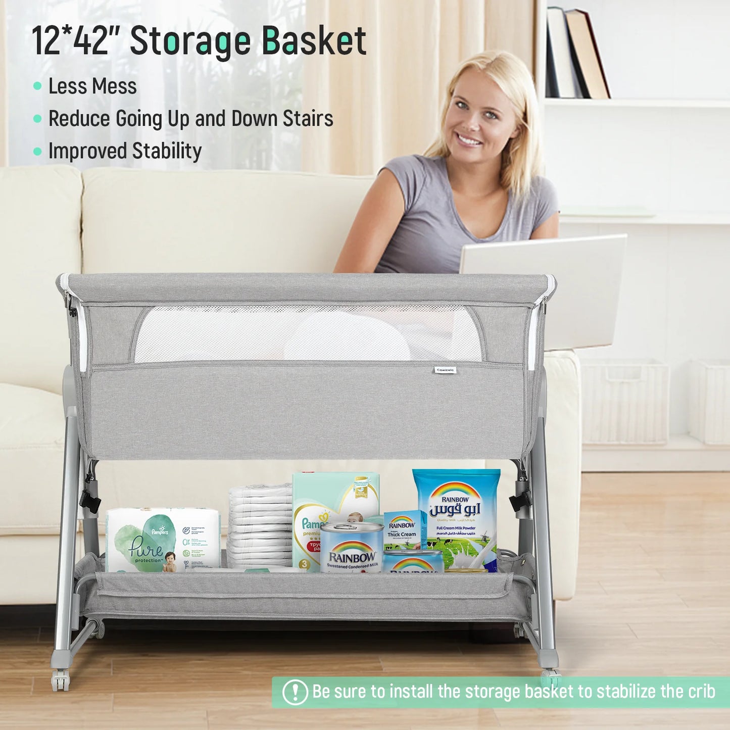 Bassinet Basket Bedside Sleepers for 0 to 6 Months Baby Infants