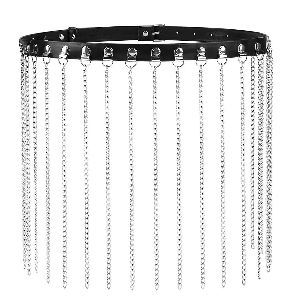 Sexy Belly Belt Chain Pu Leather Gothic Jewelry Body Chain
