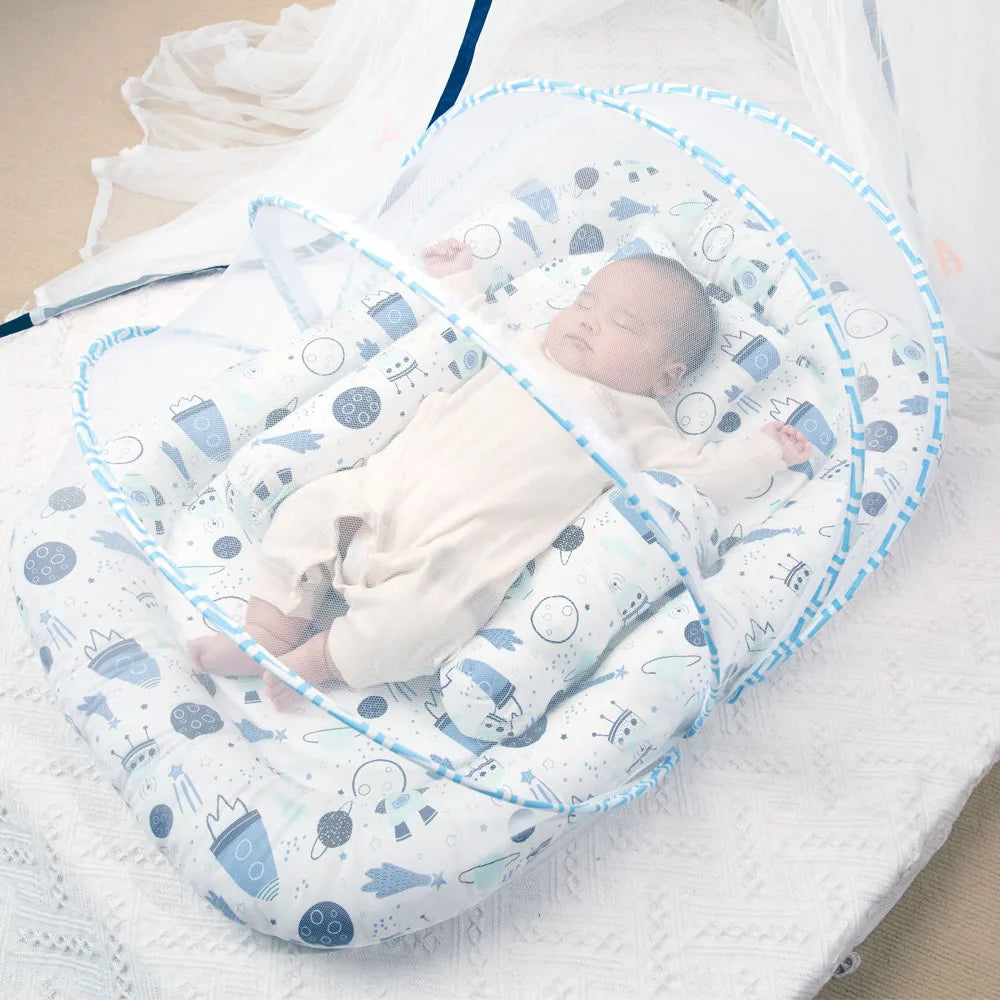 5pcs Portable Neonatal Sleeping Pad Mattress Crib in a Bed Baby Mosquito Net