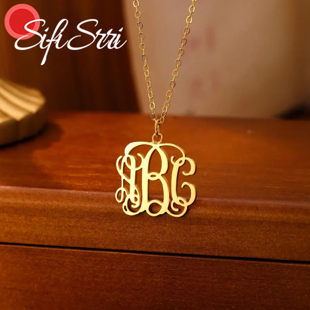 Custom Monogram Necklace for Women Personalized Stainless Steel Jewelry
