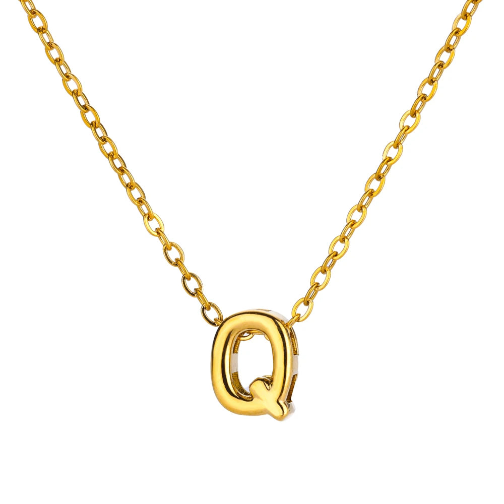 Stainless Steel Gold Color Initial Necklaces