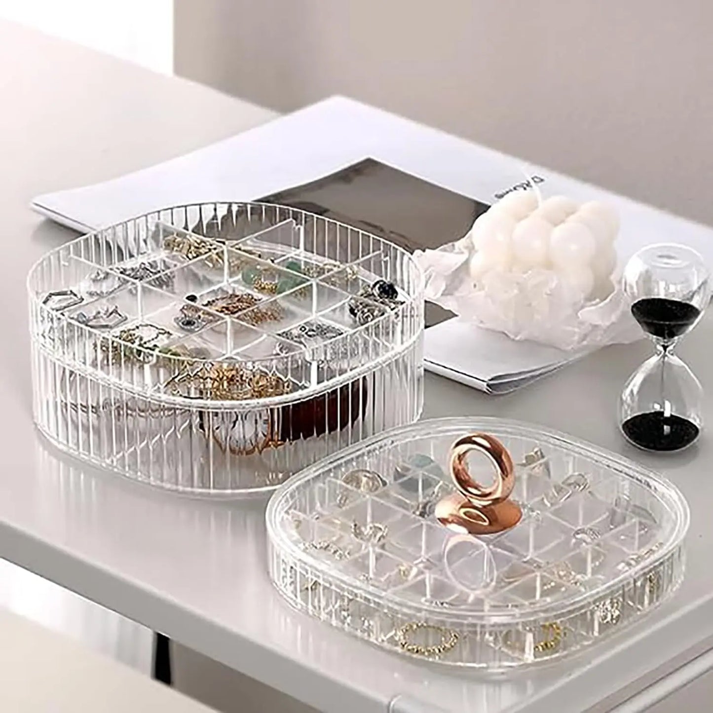 Transparent Jewelry Box 3-Layer Stackable Case Jewelry Case For Home