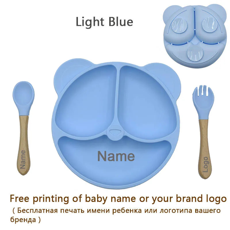 Feeding Set Silicone For Baby Sucker Bowl Dishes Plate For Kids