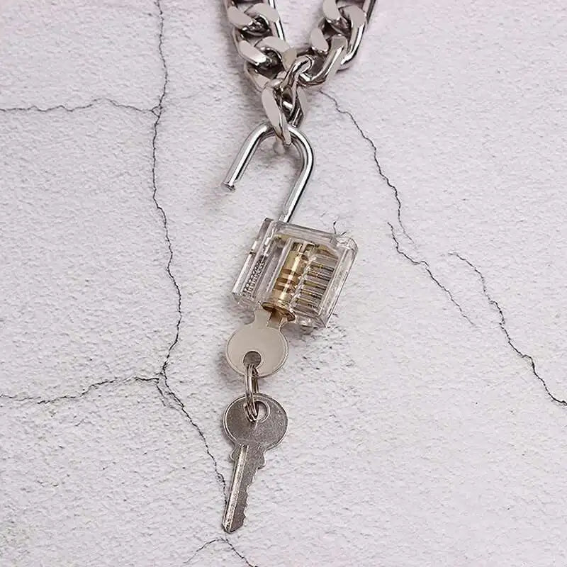 Big Chain Key Decoration Cool Buckle Metal Necklace New